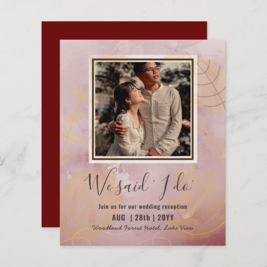 BUDGET Huwelijksreceptie Uitnodiging Met Koppel FO (Voorkant / Achterkant)