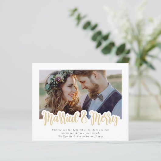 Budget huwelijksreis en vrolijk fotobericht Kaart (Staand voorkant)