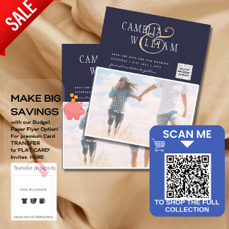 BUDGET Huwelijksuitnodiging Bespaar Datum QR Code Flyer