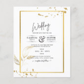 Budget Huwelijksuitnodiging Foto Klassiek Wit GOUD (Voorkant)