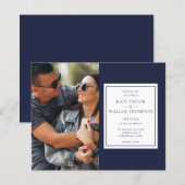 Budget Huwelijksuitnodiging Navy Blauwe Foto (Voorkant / Achterkant)