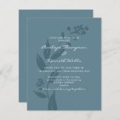 Budget Huwelijksuitnodiging Rustiek Blauw Botanisc (Voorkant / Achterkant)