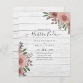 Budget Huwelijksuitnodigingen Burgundy Bloemen (Voorkant / Achterkant)