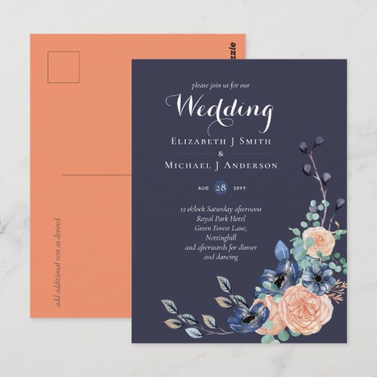 Budget Huwelijksuitnodigingen met Blauwe Koraal Bl Briefkaart (Voorkant / Achterkant)