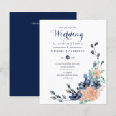 Budget Huwelijksuitnodigingen met Bloemen in Marin (Voorkant / Achterkant)