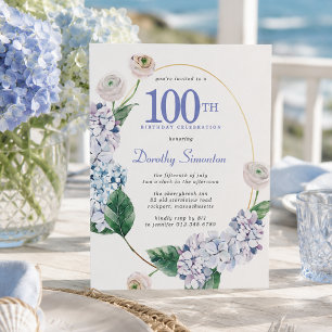 Budget Hydrangea Roos 100ste Verjaardagsuitnodigin
