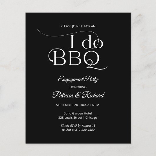 Budget I DO BBQ Feest Uitnodiging (Voorkant)