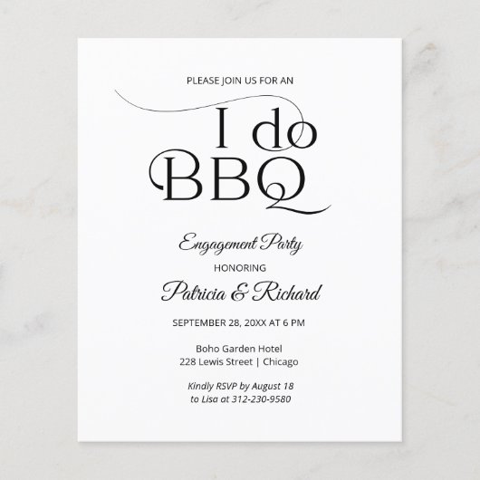 Budget I DO BBQ Feestelijke Uitnodiging (Voorkant)