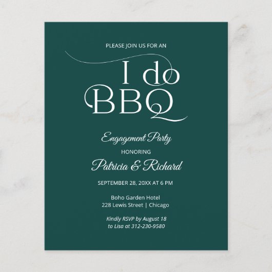 Budget I DO BBQ Feestelijke Uitnodiging (Voorkant)