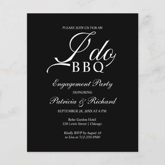 Budget I DO BBQ Feestelijke Uitnodigingen (Voorkant)