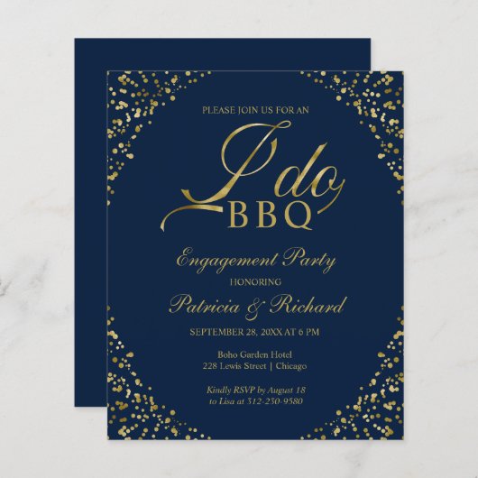 Budget I DO BBQ Uitnodigingen voor feest (Voorkant / Achterkant)