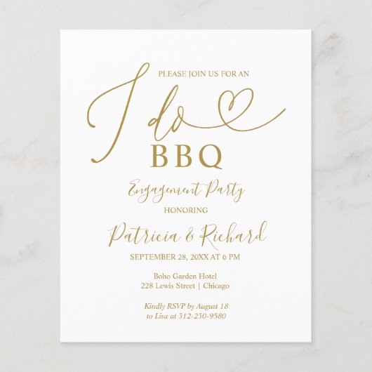 Budget I DO BBQ Verloving Feest Aankondiging (Voorkant)
