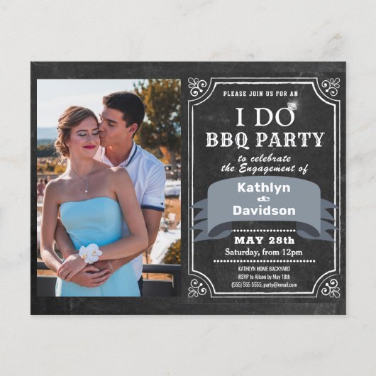BUDGET I DO Verloving Photo BBQ Party Invitation (Voorkant)