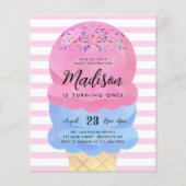 Budget Ice Cream Blush Pink Blue Cone Kind Verjaar (Voorkant)