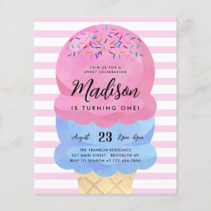 Budget Ice Cream Blush Pink Blue Cone Kind Verjaar