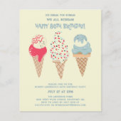 Budget Ice Cream Cone 80e Verjaardag uitnodiging (Voorkant)