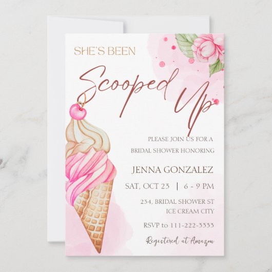 Budget Ice Cream Opgeruimd Roze Vrijgezellenfeest Kaart (Voorkant)