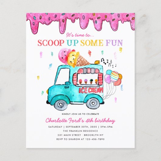 Budget Ice Cream Scoop Up Fun Truck Kids Verjaarda (Voorkant)