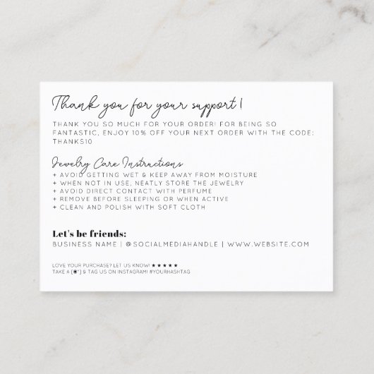 Budget Iets Inside Beige Bedankt Sieraden Zorg Visitekaartje (Achterkant)
