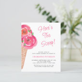 Budget Ijs Themaparty Meisjes Baby Shower Uitnodig (Staand voorkant)