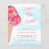 Budget Ijs Themaparty Meisjes Baby Shower Uitnodig (Voorkant)