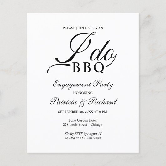 Budget Ik Doe BBQ Feestelijke Uitnodigingen (Voorkant)