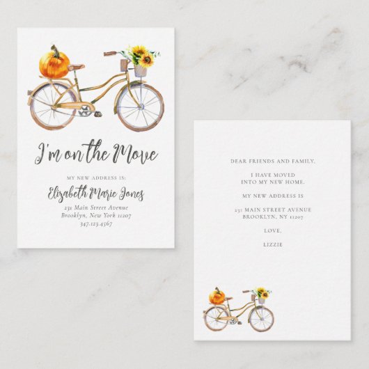 Budget ik heb Pumpkin Sunflower Bicycle Moving Notitiekaartje (Voorkant / Achterkant)