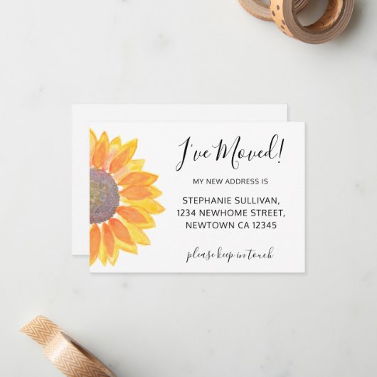 Budget Ik heb Zonnebloempitekaart verplaatst Notitiekaartje (Voorkant / Achterkant in situ)