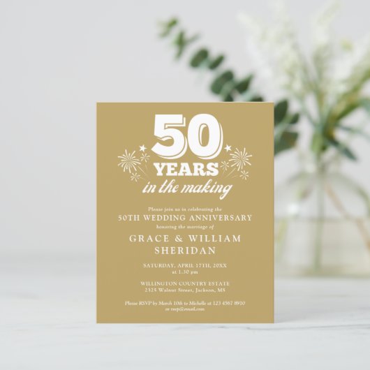 budget in de maak 50ste Jubileum uitnodiging (Staand voorkant)