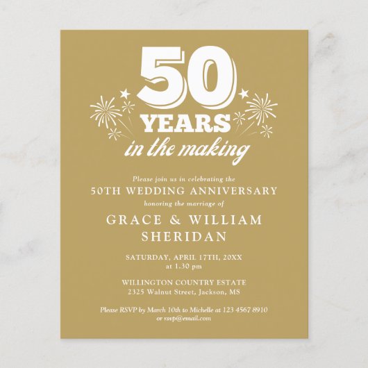 budget in de maak 50ste Jubileum uitnodiging (Voorkant)