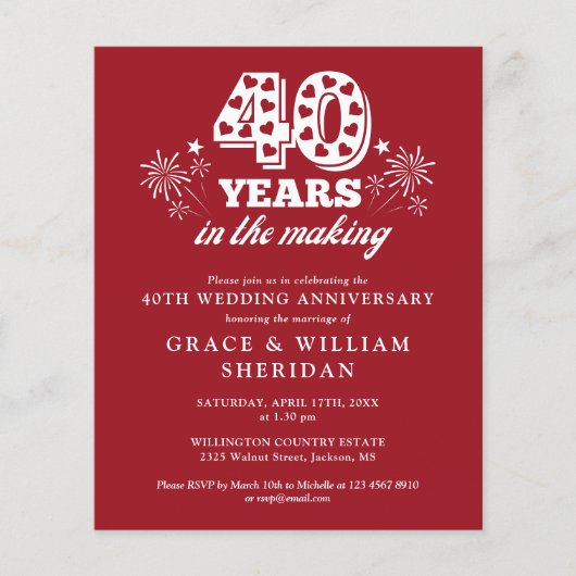 Budget In De Makende 40e Jubileum Foto Uitnodigen (Voorkant)