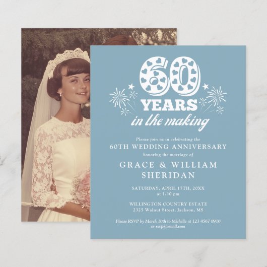 Budget In De Makende 60e Jubileum Foto Uitnodigen (Voorkant / Achterkant)