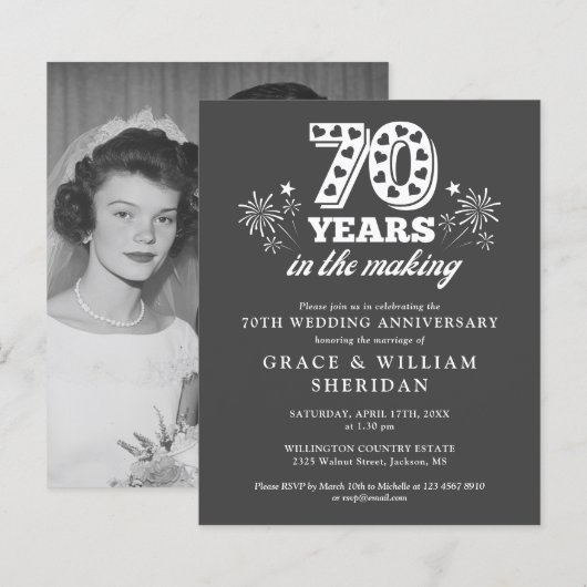 Budget In De Makende 70e Jubileum Foto Uitnodigen (Voorkant / Achterkant)