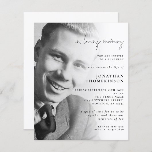 Budget in het houden van het Geheugen nodigt de Fo (Voorkant / Achterkant)