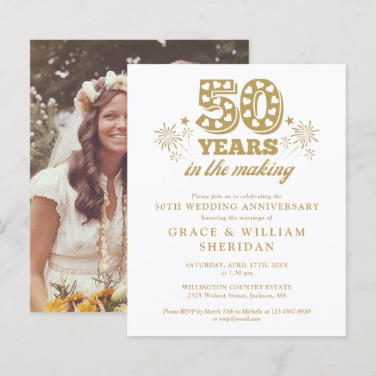 Budget in het maken van 50e Jubileum Foto uitnodig (Voorkant / Achterkant)