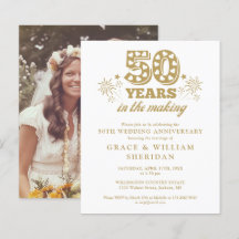 Budget in het maken van 50e Jubileum Foto uitnodig