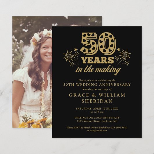 Budget in het maken van 50e Jubileum Foto uitnodig (Voorkant / Achterkant)