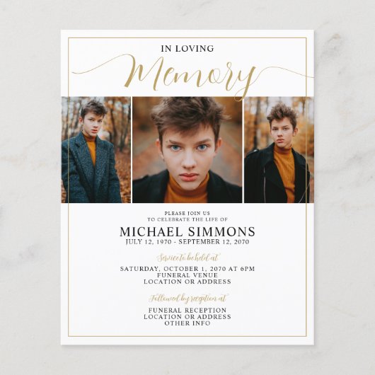 Budget in Loving Memory 3 Photo Memorial aFuneral (Voorkant)