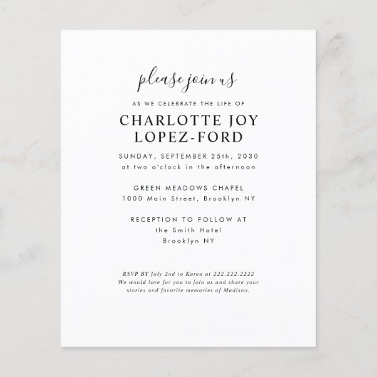 Budget In Loving Memory Foto Herdenkingsdienst (Achterkant)