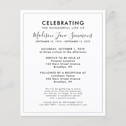 Budget In Loving Memory Foto viering van het leven (Achterkant)