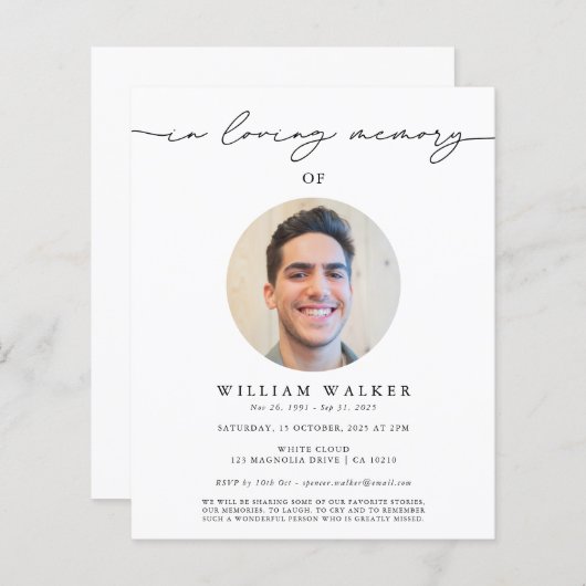 Budget in Loving Memory Photo Memorial Funeral (Voorkant / Achterkant)