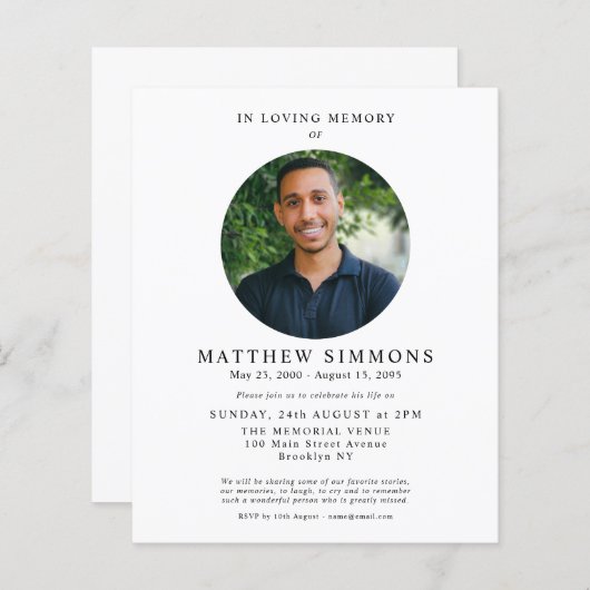 Budget in Loving Memory Photo Memorial Funeral (Voorkant / Achterkant)