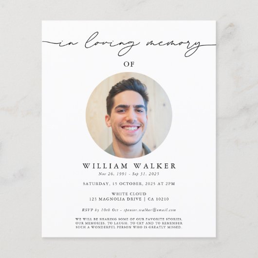 Budget in Loving Memory Photo Memorial Funeral Flyer (Voorkant)