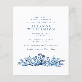 Budget Indigo Blue Ink Floral Vrijgezellenfeest Ui