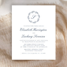 Budget Indigo Blue Monogram Wreatscript Wedding