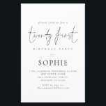 Budget Informal Script 21st Birthday Party nodigt<br><div class="desc">Budget Informeel Script 21e Verjaardag Party Uitnodiging. LET OP: er is ÉÉN per vel. Eenvoudige hedendaagse minimalistische stijl, met Twenty First in een stijlvol modern setscript en de rest van de tekst kunt u gemakkelijk personaliseren. Een GROTER formaat van 5, 5 inch x 8, 5 inch voor een voordelige prijs....</div>