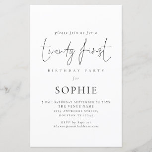Budget Informal Script 21st Birthday Party nodigt
