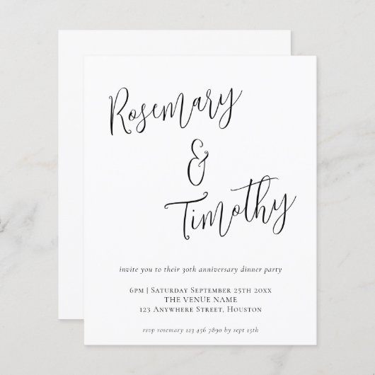 Budget Informal Script Wedding Jubileum Dinner (Voorkant / Achterkant)