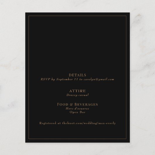 Budget ingelijst zwart & goud bruiloft viering (Achterkant)