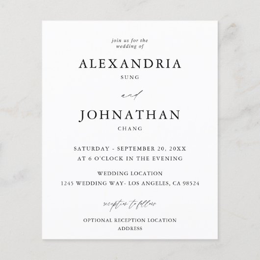 Budget Instant Photo Modern Wedding Flyer (Achterkant)